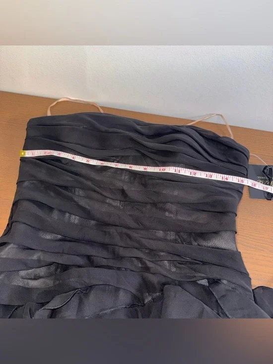 Muse by Marchesa Dahlia Chiffon Ruched Cascading Formal Maxi Dress - Picture 5 of 10